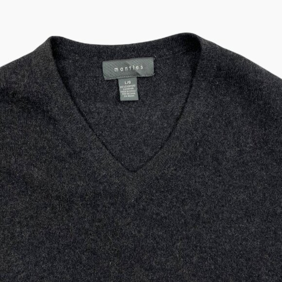 Men's V-Neck Sweater in Charcoal Gray - Picture 2 of 6
